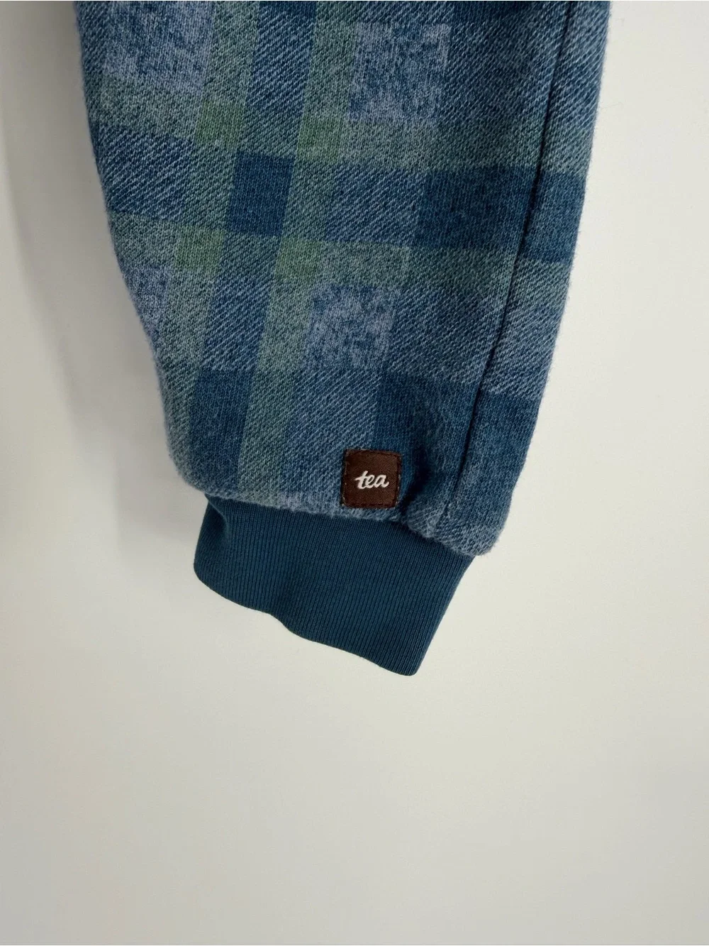 Tea Collection Kids Blue Green One Piece Long Sleeve Plaid Jumpsuit Size 18-24 M